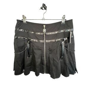 NWT Body Rage Black Punk/Emo Front Zip Mini Shirt With Skull Zipper